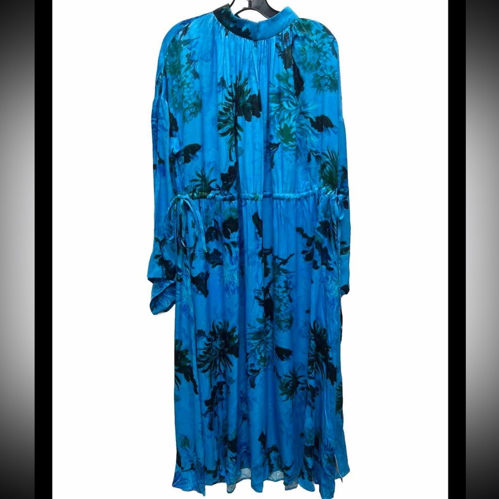 ASOS Edition Blue Floral Satin Drawstring Waist MIDI Dress